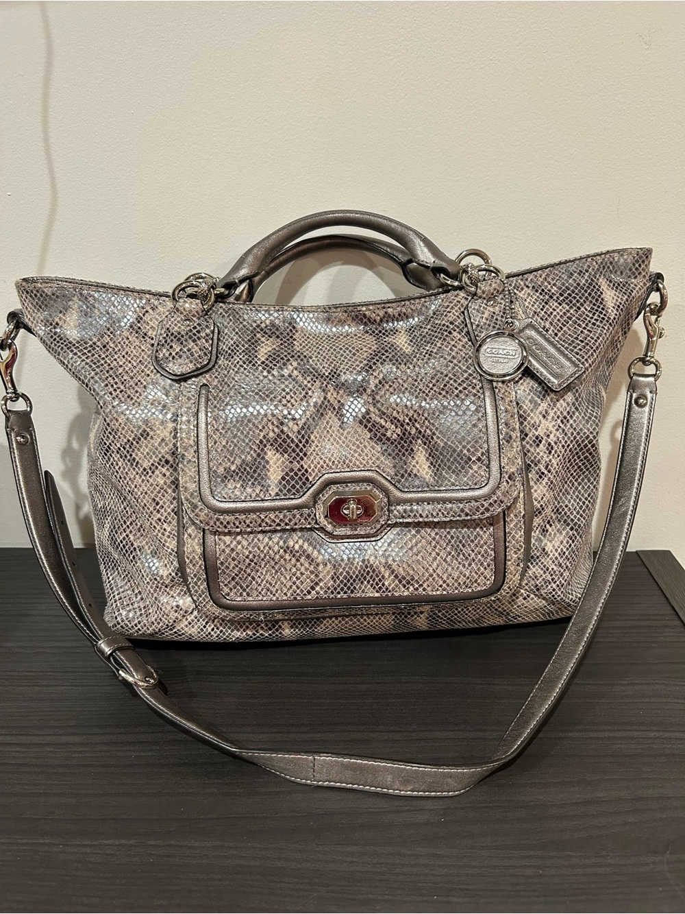 Coach Campbell Exotic Python Leather Izzy Fashion Satchel EUC
